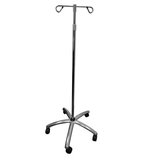 IV Pole - 2 Hook - Chrome Premium with Wheels at Stag Medical - Eye Care, Ophthalmology and Optometric Products. Shop and save on Proparacaine, Tropicamide and More at Stag Medical & Eye Care Supply